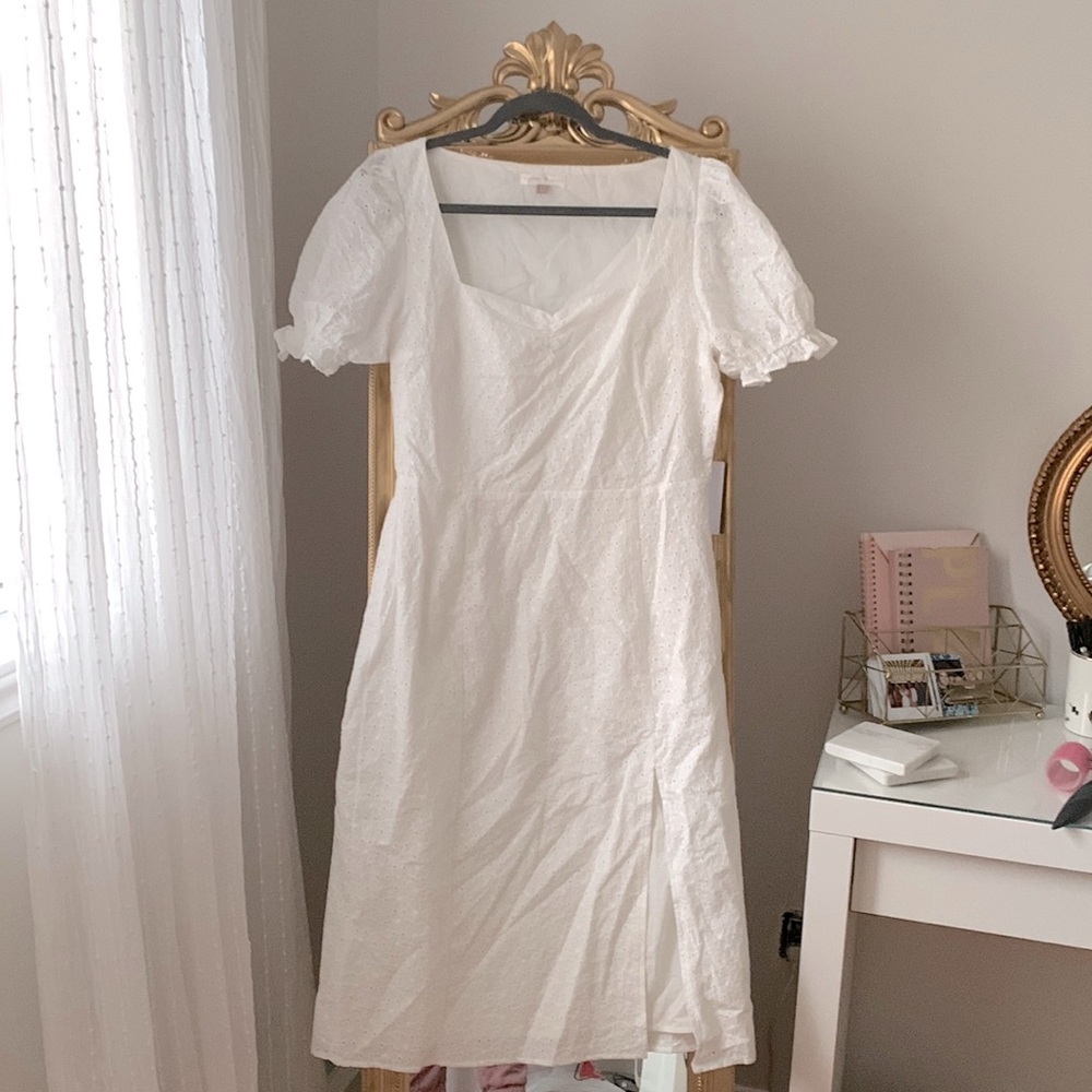 White lace keyhole dress - bridal shower dress.